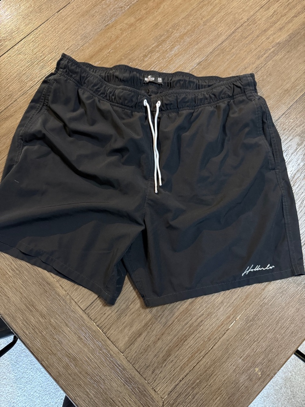 Hollister Black Swim Shorts with White Drawstring